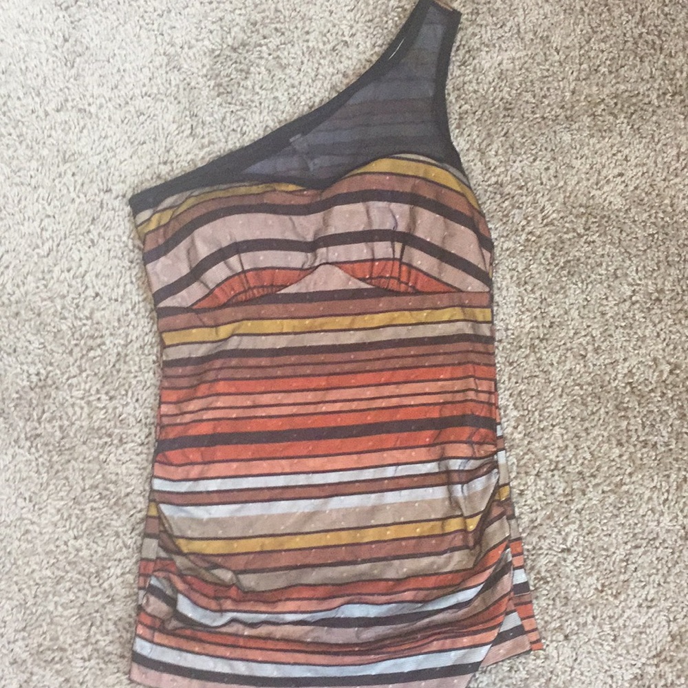 YoYo One Shoulder Sleeveless Striped Top